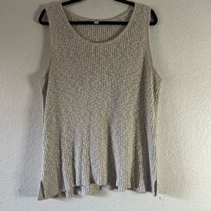 J Jill Pure Jill Cotton Ribbed Beige White Tank Top Large‎ Summer Casual